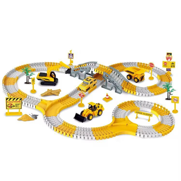 255-Pcs DIY Assembly Electric Construction Track Slot Car Set - Image 2